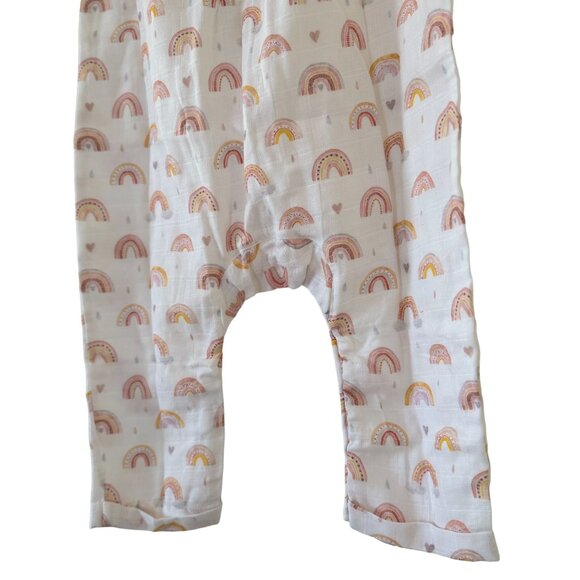 Nola Tawk Muslin Romper Chase Rainbows 2T Organic Cotton White Multicolor NWT - Picture 16 of 16